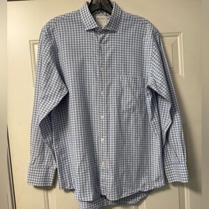 Billy Reid Button Down Shirt Blue/White Plaid Standard Cut Men’s Small #RN113814